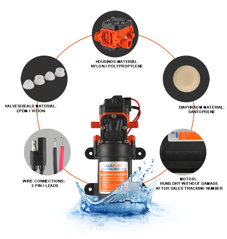 Seaflo 35psi RV Self Priming Marine Car Washer Electric Diaphragm Pumps Mini 12V DC Water Pump Low Pressure Pump